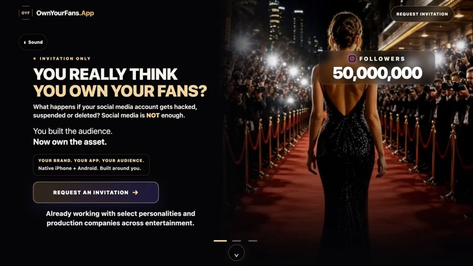 Homepage preview of OwnYourFans.App